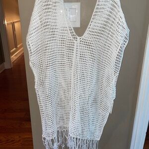Open Knit Crochet Fringe Hem Cover-Up